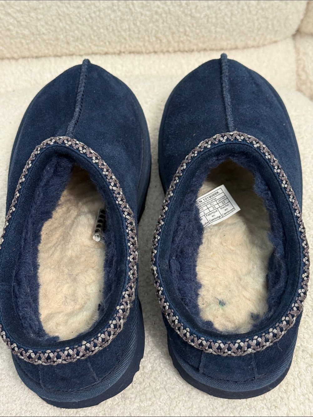 UGG Kids Dark Navy Suede Slip-On Clogs - Picture 10 of 13